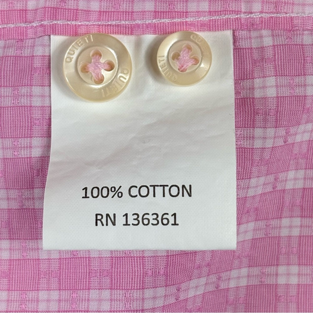 Men's Quieti Flip Cuff Pink/White Plaid 100% Fine‎ Cotton Button Down XL - Picture 8 of 10